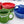 Load image into Gallery viewer, Red, Green, Blue mugs and bowls in Snowcap by The Fiesta Tableware Company
