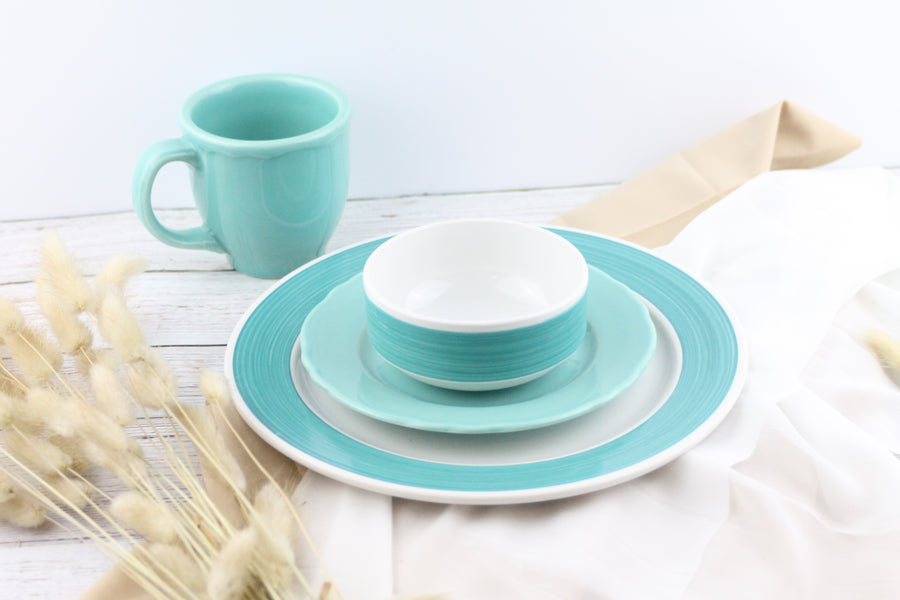 5 Pc Brush Tones Turquoise Place Setting - USA Dinnerware Direct, Place Setting proudly made in the USA by the Fiesta Tableware Company