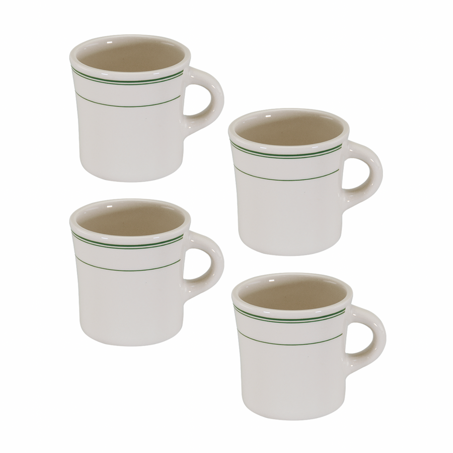 Set of 4 Green Band Mugs